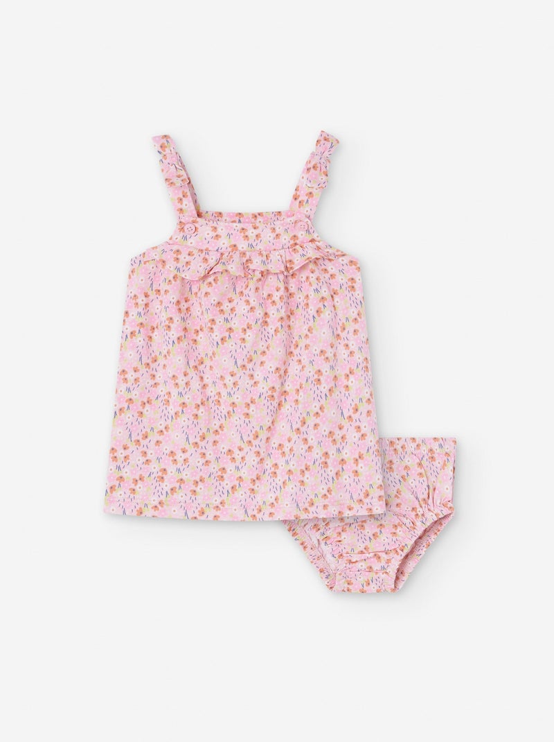 Robe à Bretelles + Bloomer Motif Floral Rose clair - Kiabi