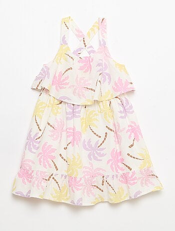 Robe à bretelles croisées + volants forme housse