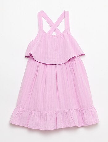 Robe à bretelles croisées + volants forme housse