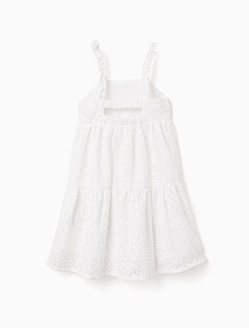 Robe à bretelles en coton avec broderie anglaise