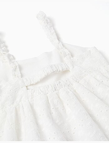 Robe à bretelles en coton avec broderie anglaise