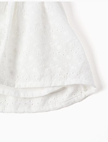 Robe à bretelles en coton avec broderie anglaise