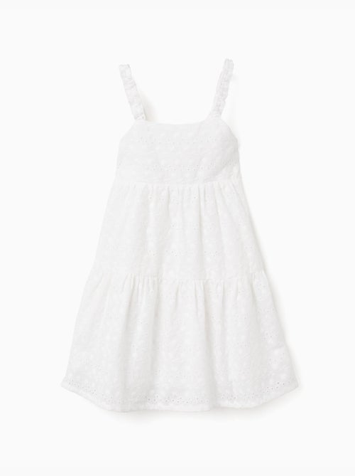 Robe à bretelles en coton avec broderie anglaise - Kiabi