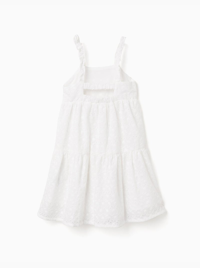 Robe à bretelles en coton avec broderie anglaise Blanc - Kiabi