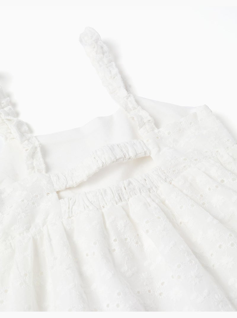 Robe à bretelles en coton avec broderie anglaise Blanc - Kiabi