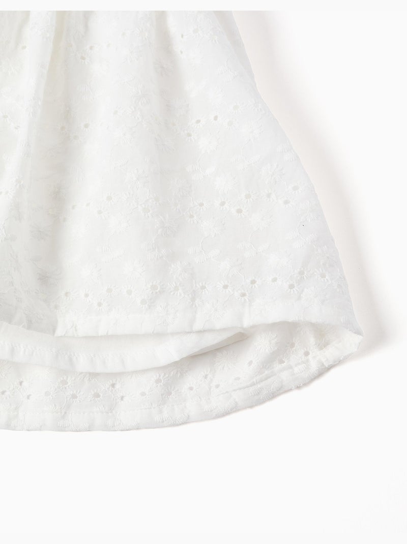 Robe à bretelles en coton avec broderie anglaise Blanc - Kiabi