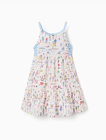 Robe à bretelles en coton avec imprimé Carolina Celas x Zippy