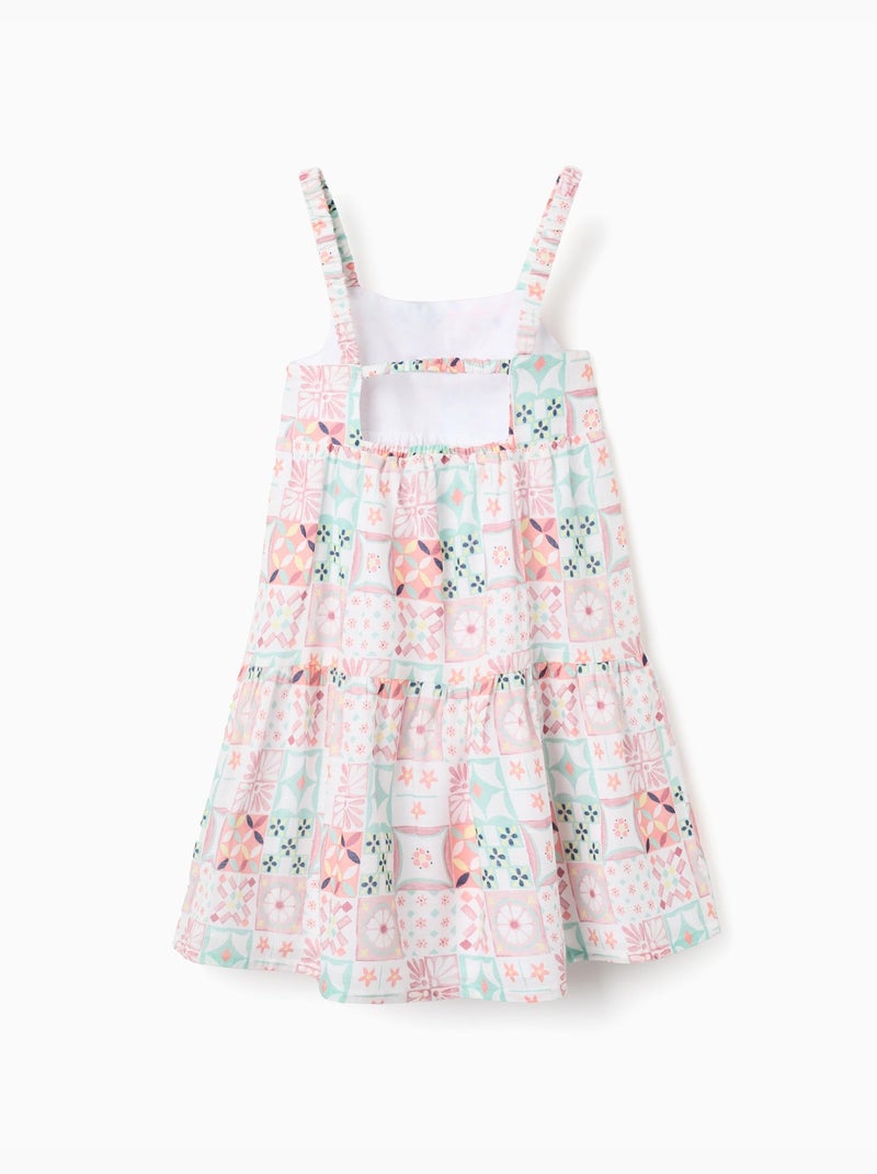 Robe à bretelles en coton avec motif mosaïque Blanc - Kiabi