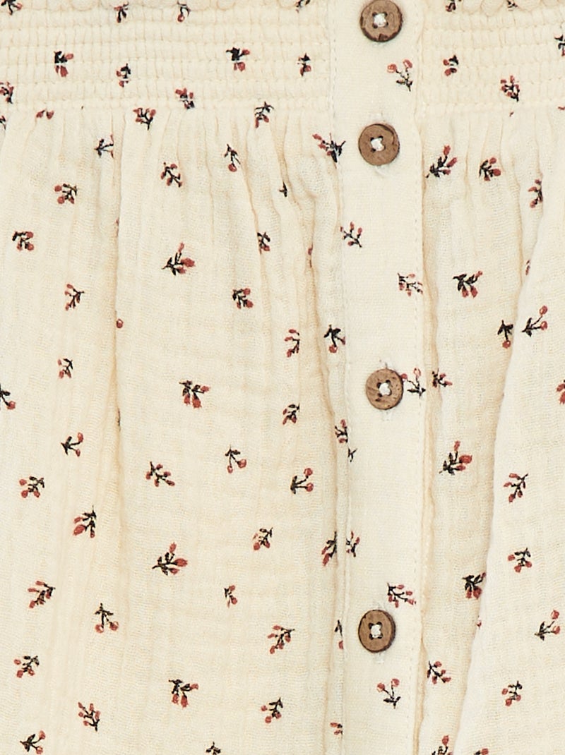 Robe à bretelles en gaze de coton Beige - Kiabi