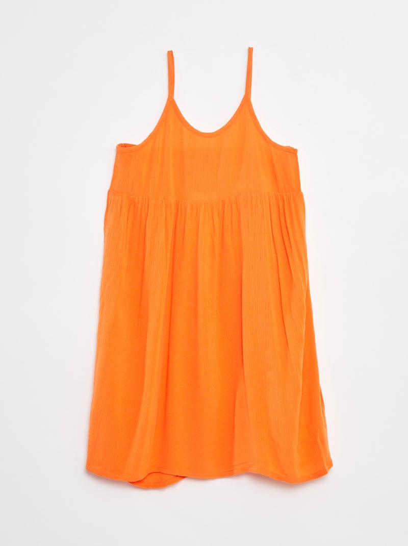 Robe à bretelles en maille crêpe Orange - Kiabi