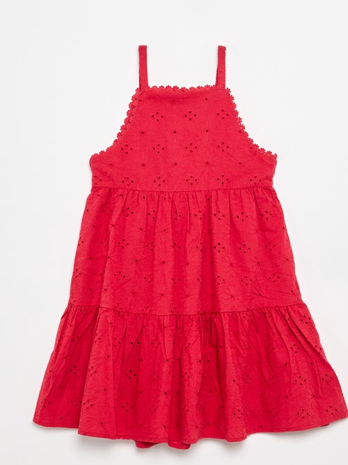 Robe à bretelles et broderies anglaises - Kiabi