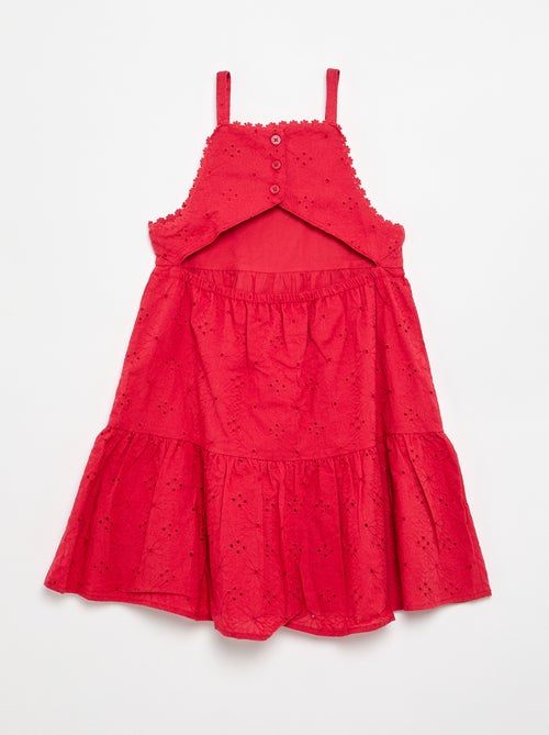 Robe à bretelles et broderies anglaises - Kiabi