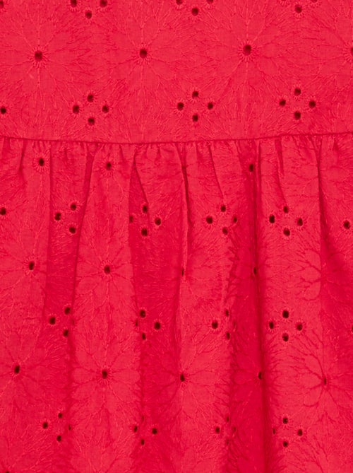 Robe à bretelles et broderies anglaises - Kiabi