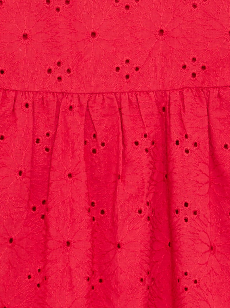 Robe à bretelles et broderies anglaises Rouge - Kiabi