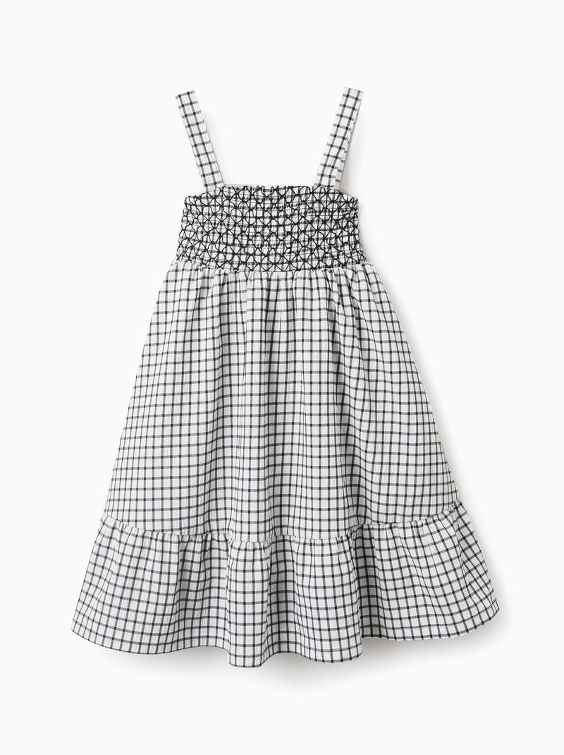 Robe à Bretelles Motif Vichy Gris foncé - Kiabi