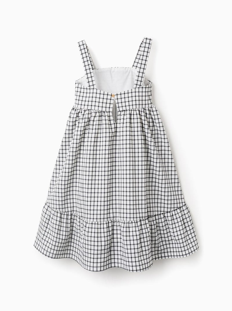 Robe à Bretelles Motif Vichy Gris foncé - Kiabi
