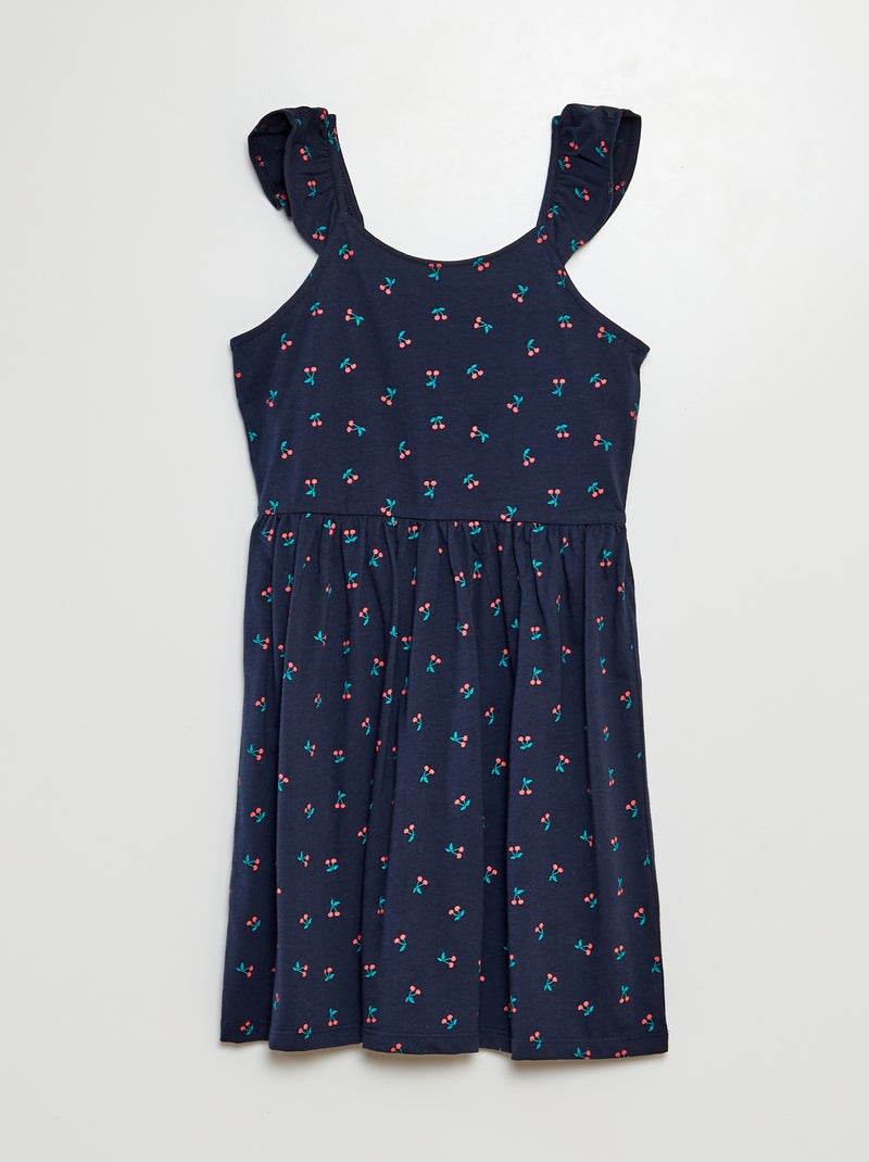 Robe à bretelles volantées à motif BLEU - Kiabi