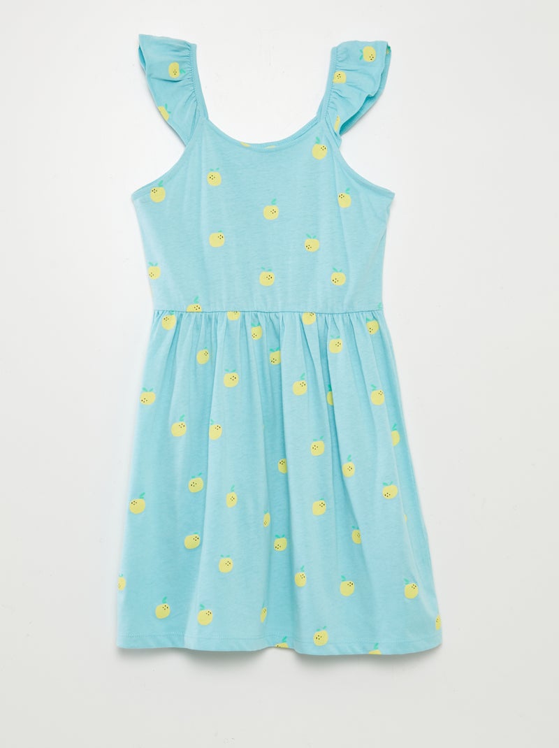 Robe à bretelles volantées à motif Bleu - Kiabi