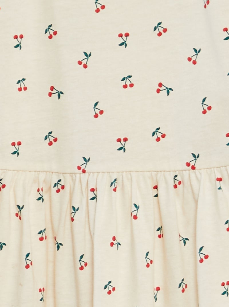 Robe à bretelles volantées à motif Ecru cerises - Kiabi