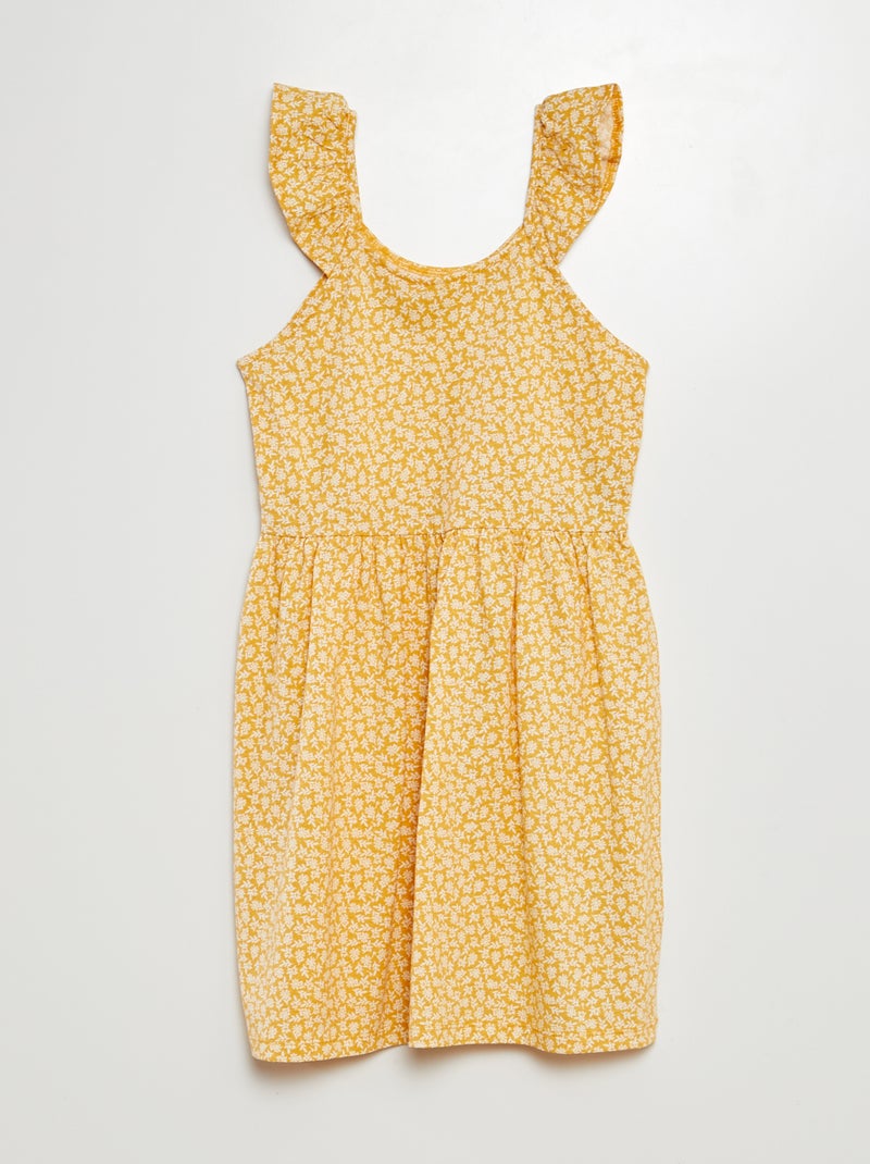 Robe à bretelles volantées à motif JAUNE - Kiabi