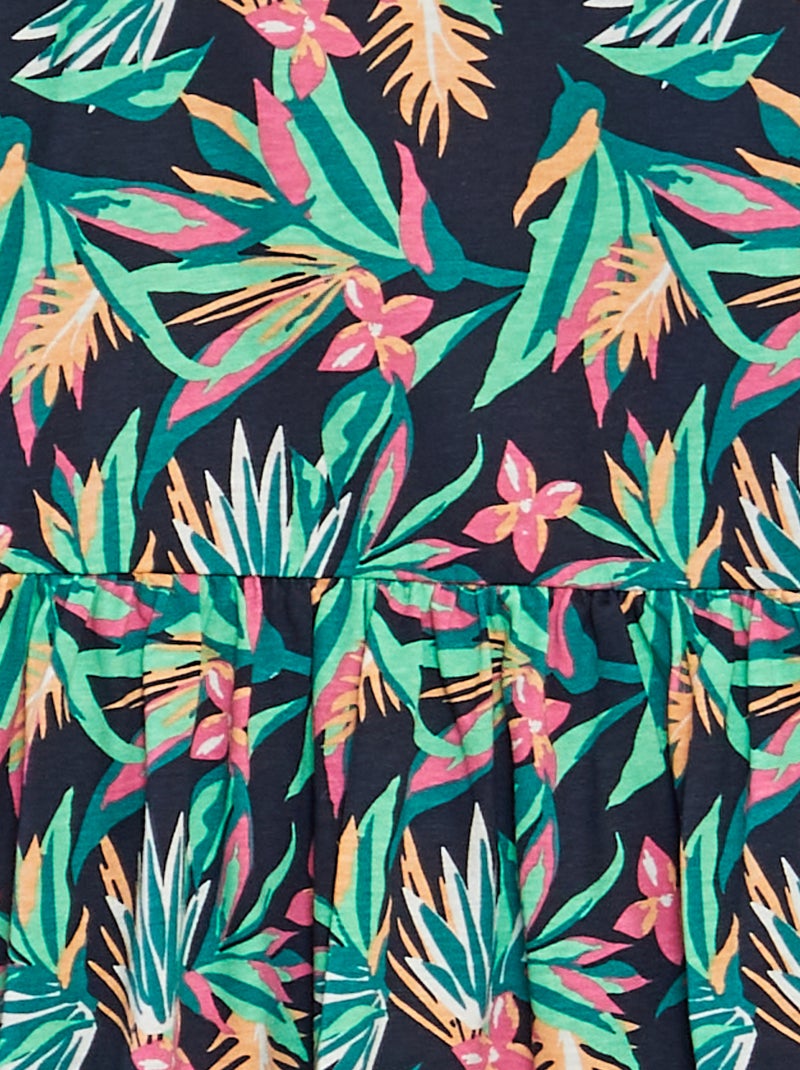 Robe à bretelles volantées à motif Marine feuillage - Kiabi