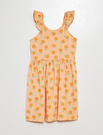 Robe à bretelles volantées à motif