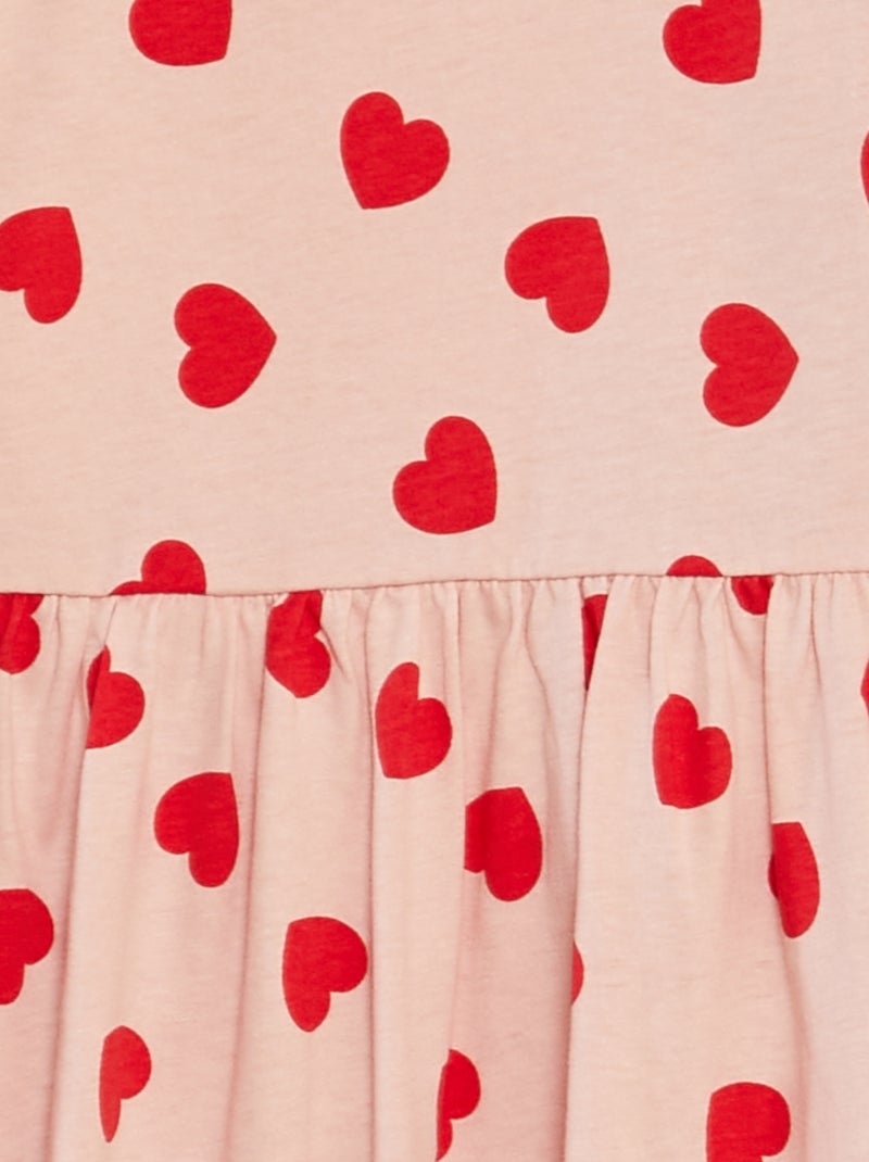 Robe à bretelles volantées à motif Rose cœur - Kiabi