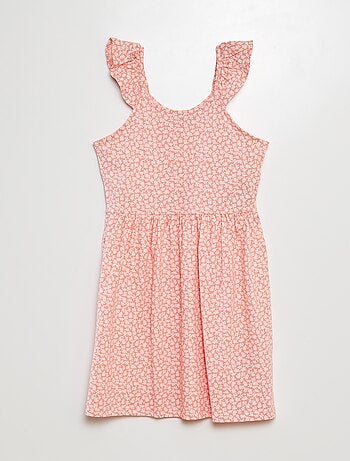 Robe à bretelles volantées à motif