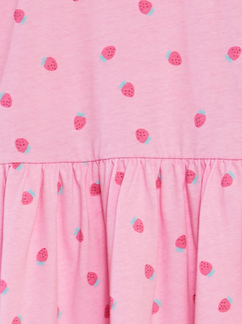 Robe à bretelles volantées à motif Rose fraises - Kiabi