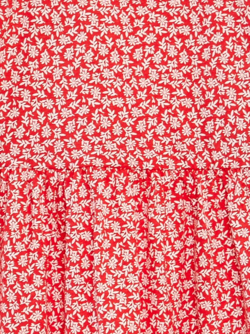 Robe à bretelles volantées à motif Rouge fleurs - Kiabi