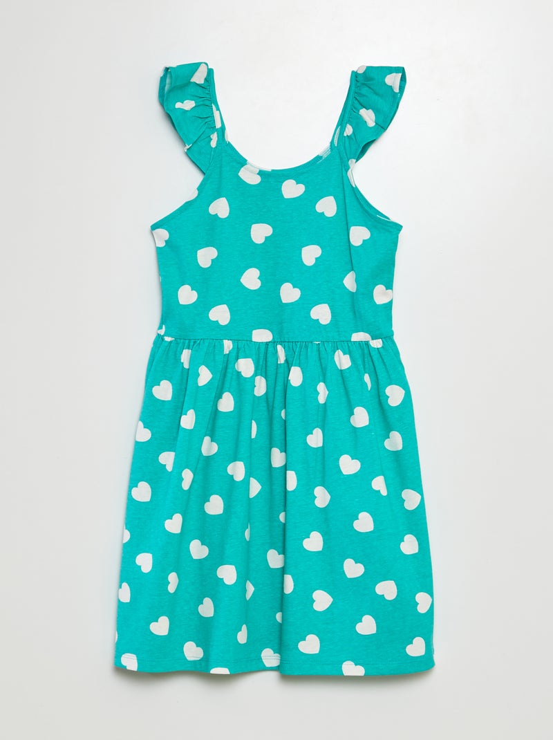 Robe à bretelles volantées à motif VERT - Kiabi