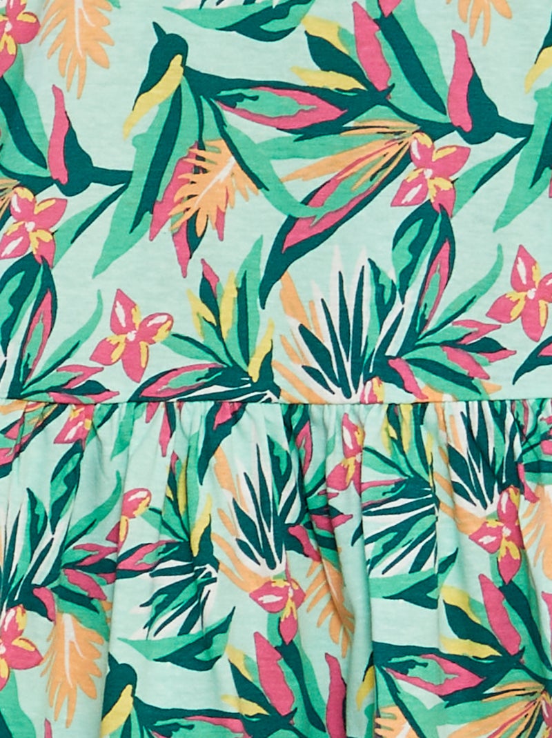 Robe à bretelles volantées à motif Vert feuillage - Kiabi