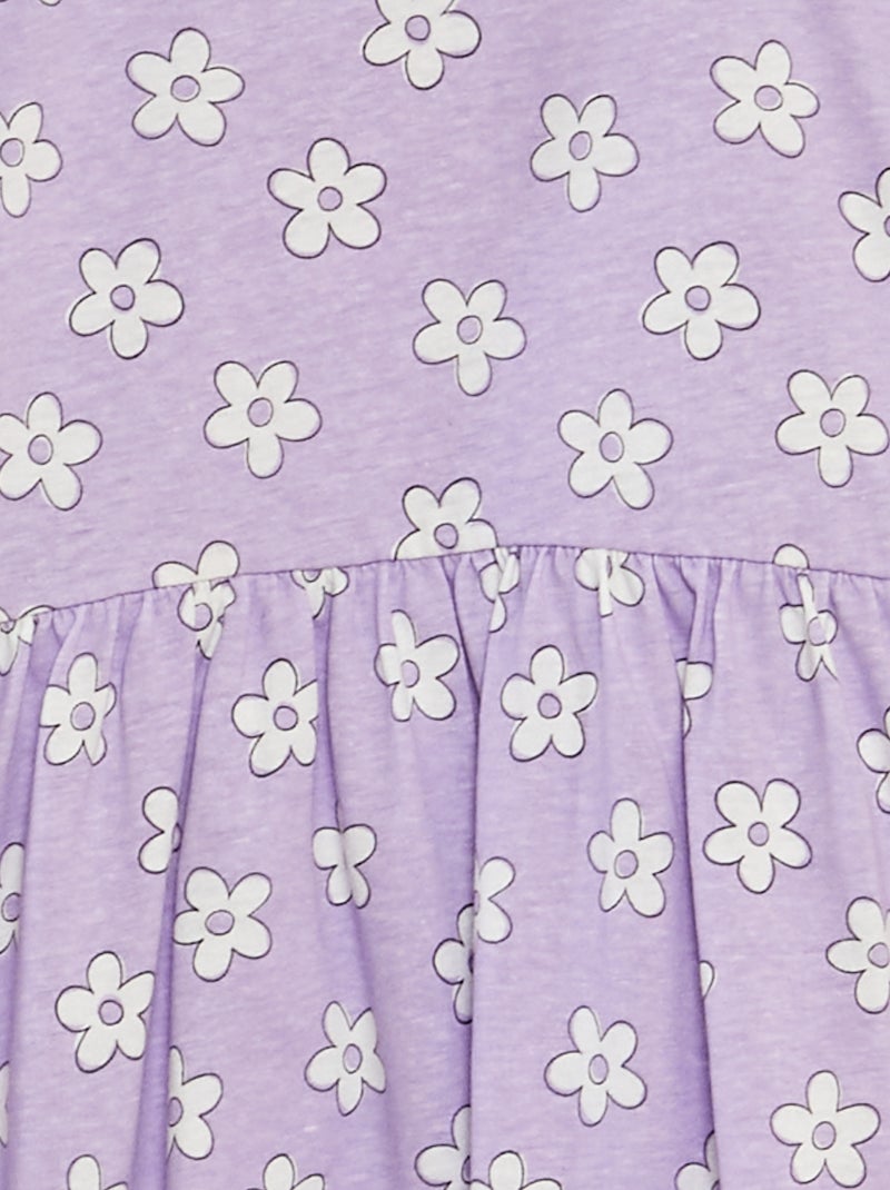 Robe à bretelles volantées à motif Violet fleurs - Kiabi