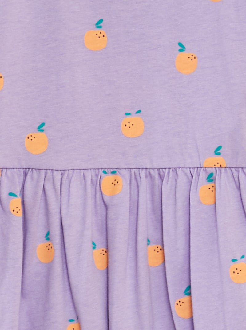Robe à bretelles volantées à motif Violet fruits - Kiabi