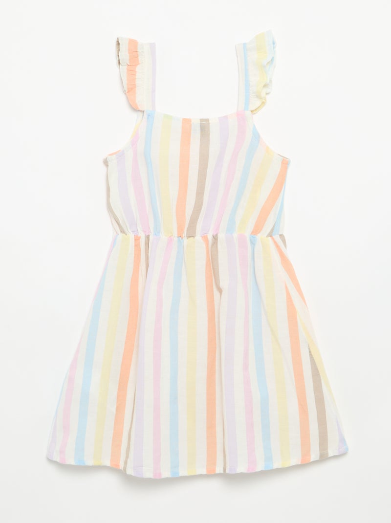 Robe à bretelles volantées Blanc - Kiabi