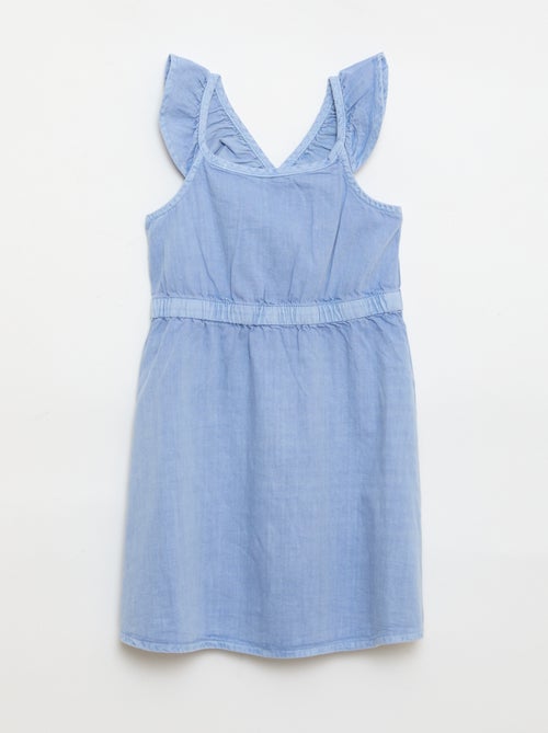 Robe à bretelles volantées unie - Kiabi