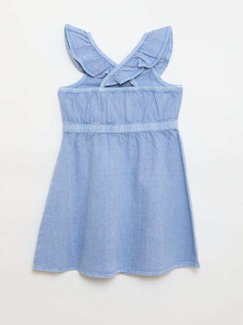 Robe à bretelles volantées unie - Kiabi