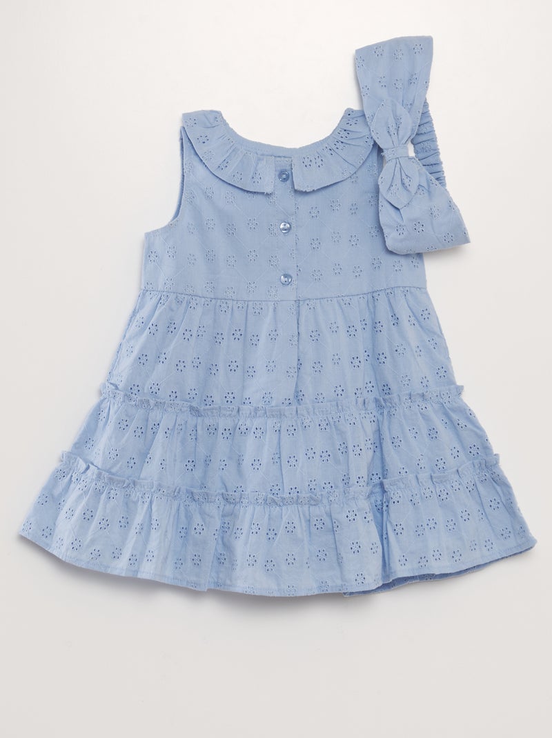 Robe à broderies et bandeau assorti Bleu - Kiabi