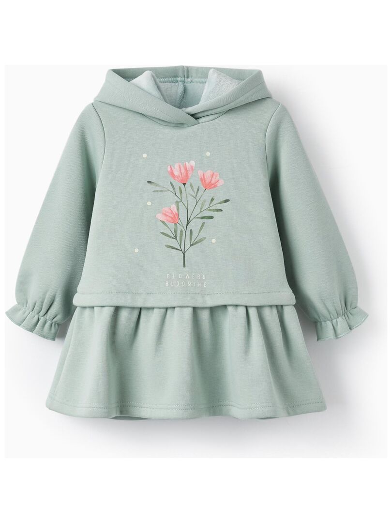 Robe capuche manches longues pour b b fille Flowers manches longues SWEET FROSTY DREAMS