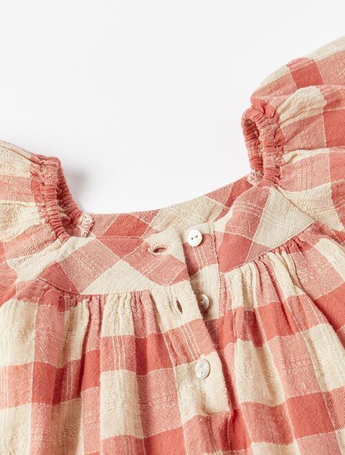 Robe Bébé Fille Baby Gap 0-3 Mois - Sergé à Carreaux Rose Perle, Neuve Avec étiquette