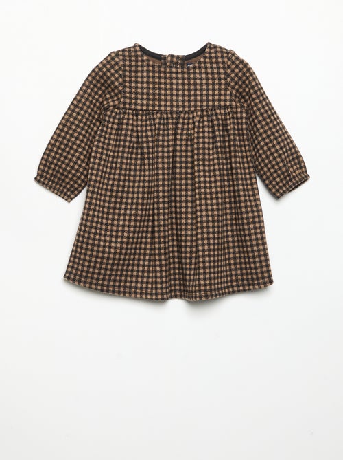 Robe à carreaux et manches longues - Kiabi