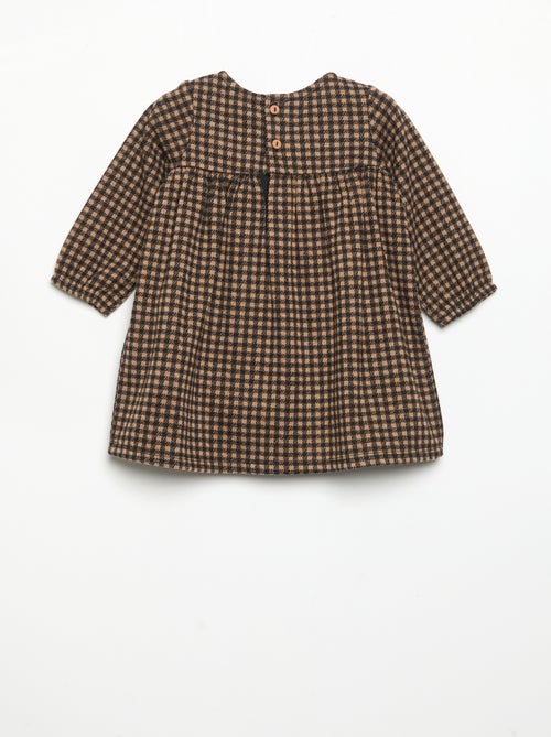 Robe à carreaux et manches longues - Kiabi