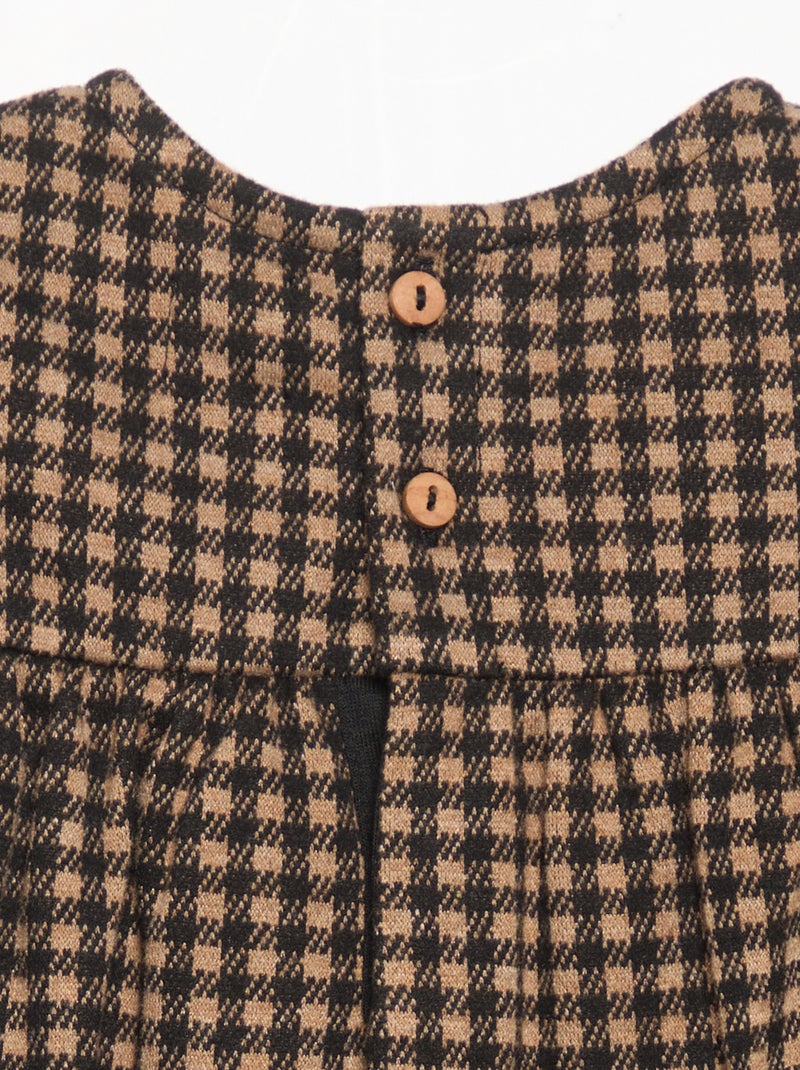 Robe à carreaux et manches longues Beige - Kiabi