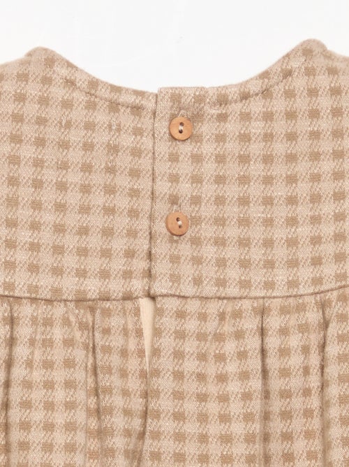 Robe à carreaux et manches longues - Kiabi