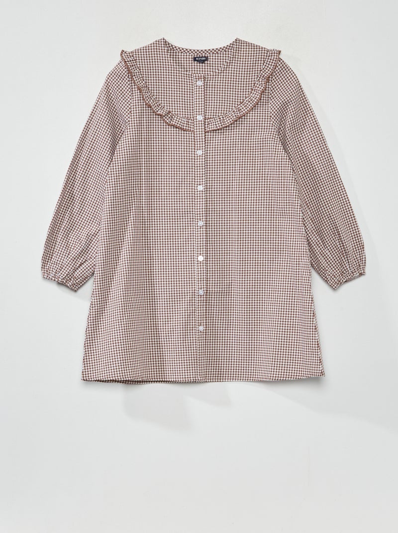 Robe à carreaux Marron - Kiabi