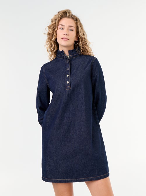 Robe à col frill en denim - Kiabi Robe à col frill en denim - Kiabi