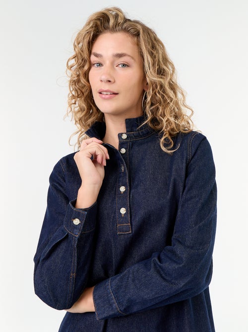 Robe à col frill en denim - Kiabi Robe à col frill en denim - Kiabi