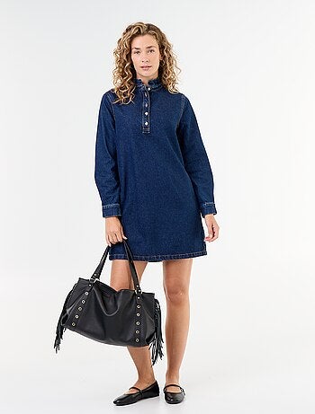 Robe à col frill en denim