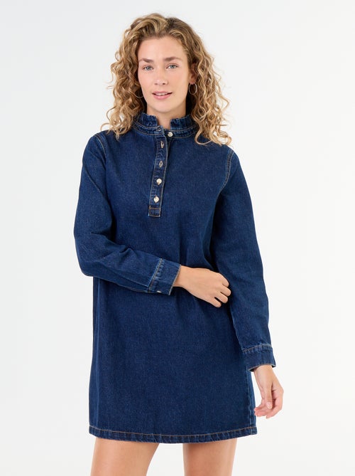 Robe à col frill en denim - Kiabi Robe à col frill en denim - Kiabi