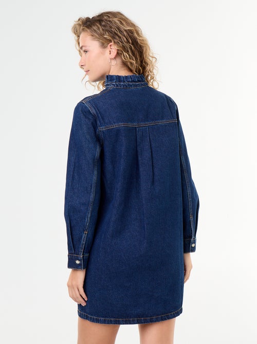 Robe à col frill en denim - Kiabi Robe à col frill en denim - Kiabi